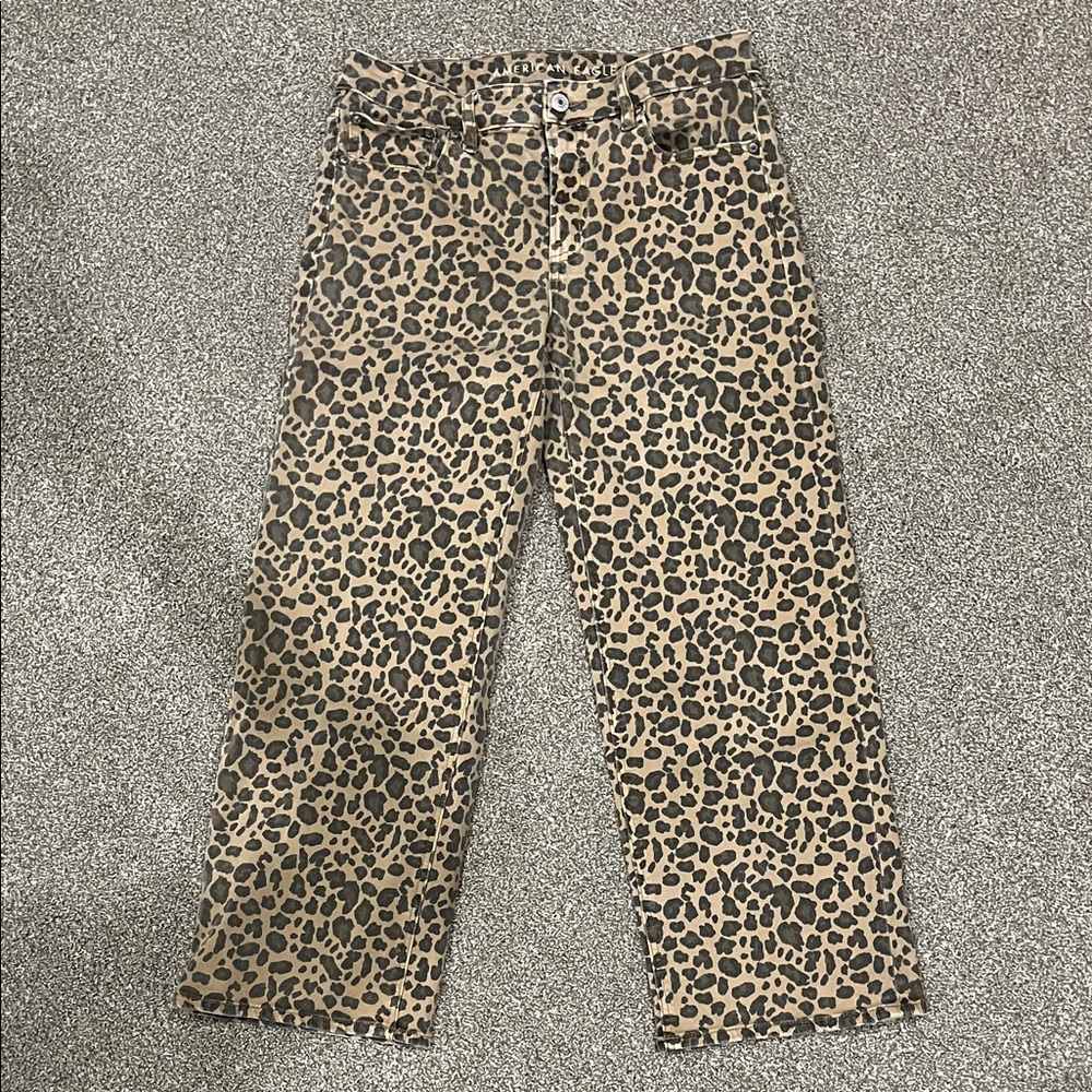 American Eagle Leopard Print Stovepipe Jeans